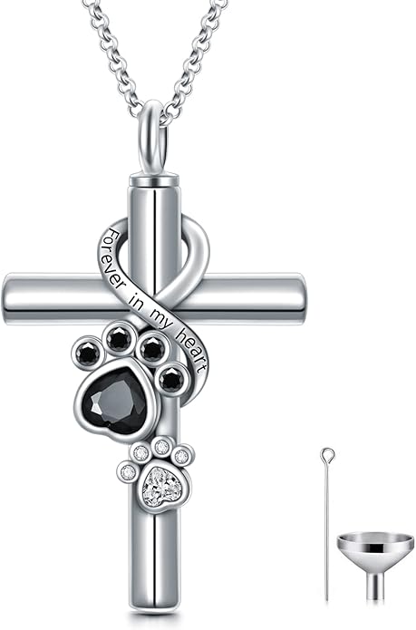 Cross Urn Necklace for Ashes 925 Sterling Silver Cremation Jewelry with Funnel Filler Kit Ashes Necklace for Human Women Girl Pets