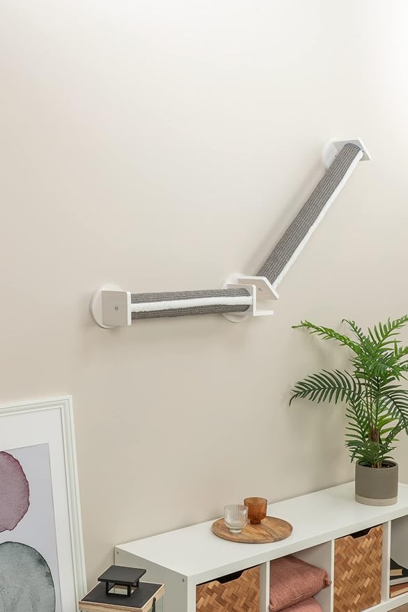 TRIXIE Wall Set 4, Indoor Wall Mounted Cat Scratching Posts for Elevated Fun, Lounger, Scratcher, Perch, Gray