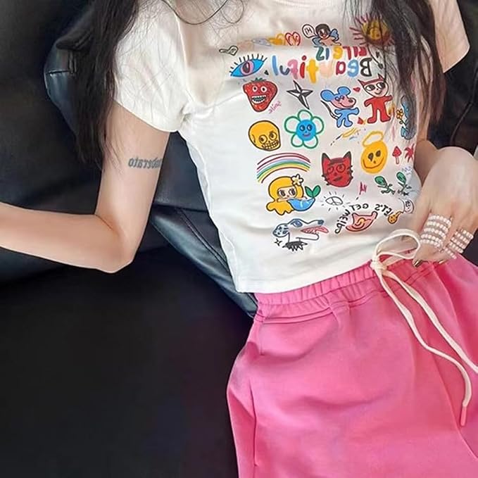 Baby Tees Women Graphic Tops Y2K Grunge Clothes