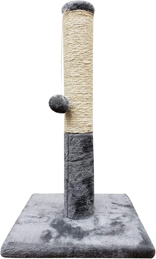 Cat Tree – Cat Scratching Post with Furry Ball Toy – Cat Climber Made with Real Pinewood, Natural Sisal, and Faux Fur Material