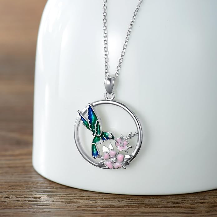 925 Sterling Silver Lab Grown Diamond Animal Necklace Cat/Bear/Bee/Dolphin/Dragonfly/Horse/Hummingbird/Koala/Parrot/Penguin/Pigeon/Sea Turtle/Starfish Lab Grown Diamond Necklace Gift for Women