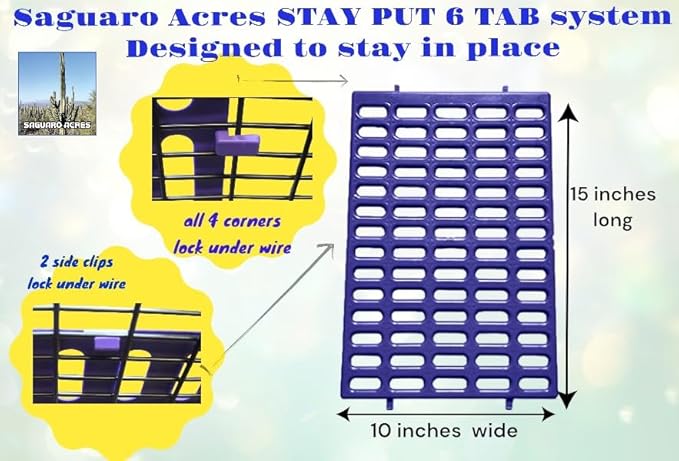 Saguaro Acres Rabbit and Small Animal Cage Resting Mat for Wire Floored Cages - Pack of 6 (Teal and Purple)