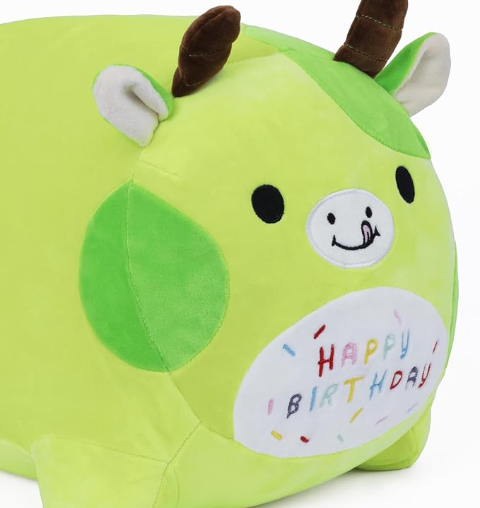 15.8'' Cow Plush Stuffed Animals Birthdays Gifts, Green Cow Plush Pillow Soft Cute Plushie, Chubby Plush Toy Birthday Gifts for Kids Girlfriend