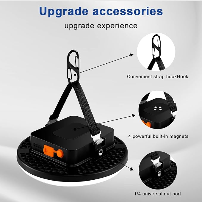 16500mAh 3000LM 4Color Flashlight Portable LED Camping Lantern Rechargeable Light 60W with Magnet, IP65 Waterproof Tent Light Power Failure Emergency Survival Kits (60W Pro)