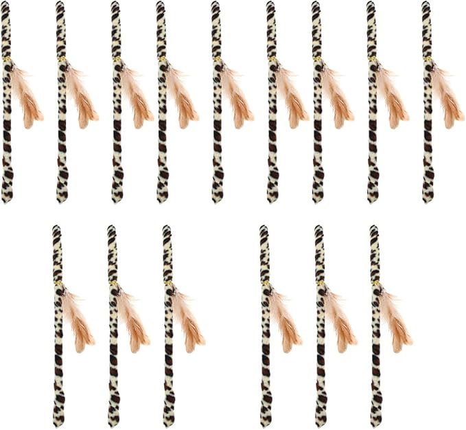 balacoo 15 Pcs Cat Teaser Wand : Portable Cat Teaser Toy Cat Chasing Toy Kitten Puzzle Kitten Wand Tease Stick Handheld for Indoor Cats, Engaging Play for Bored Cats