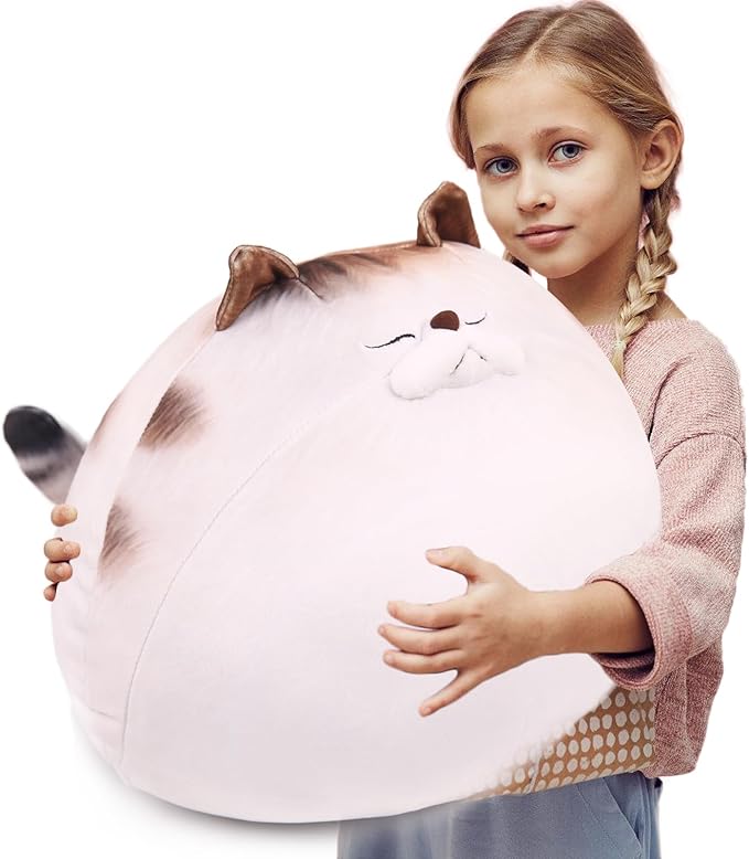 ARELUX 18In High Chubby Cat Plush Pillow, Cute Fat Kitty Cat Stuffed Animal Soft Kitten Adorable Hugging Pillow Anime Plushies,Funny Toy Birthday for Adults Friends