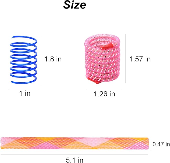 46 Pcs Cat Spring Toys Set, Colorful Cat Spring Toy and Cat Tube Toy Interactive Cat Toy for Indoor Cats, Playful Flexible Cat Plastic Coil Spiral for Kittens to Swat, Bite, Hunt (Random Color)