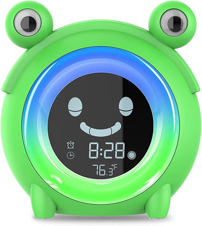Alarm Clock for Kids Sleep Training Clock with Night Light, Sound Machine, Nap Timer, Snooze, 12/24H, Cute Bedside Clock for Toddlers Girls Boys, Birthday Gift