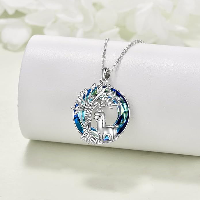 TOUPOP Tree of Life Animal Necklace 925 Sterling Silver Crystal/Abalone Shell Animal Pendant Jewelry Birthday Mothers Day Gifts for Women Mom Wife Her
