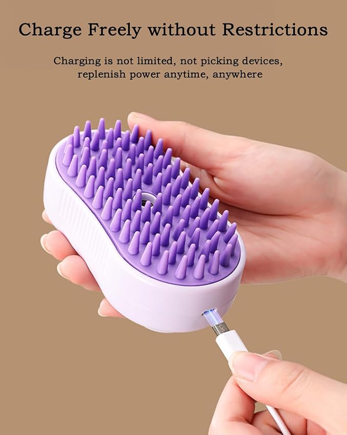 3 in 1 Cat Steam Brush for Shedding, Portable Anti-Static Grooming Comb for Cats & Dogs, Steam Misting Water Brush, Self-Cleaning Pet Hair Remover, Indoor Cat Spray Brushes for Cats & Dogs