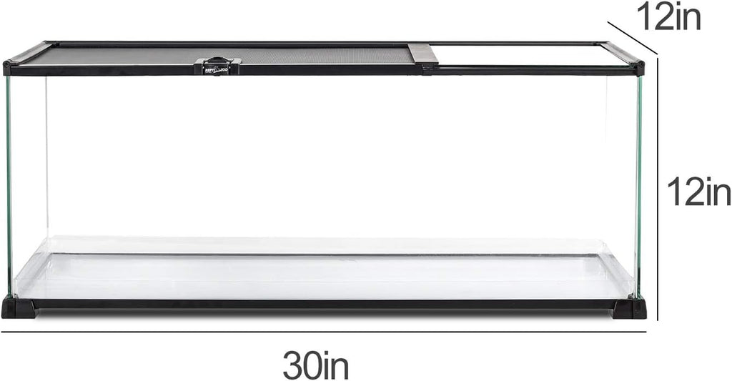 REPTI ZOO 20 Gallon Reptile Glass Terrarium Easy Clean Tank 30" x 12" x 12" Dual Top Sliding Top Cover for Reptile Snake Hamster Hedgehog Small Animals (Knock-Down)