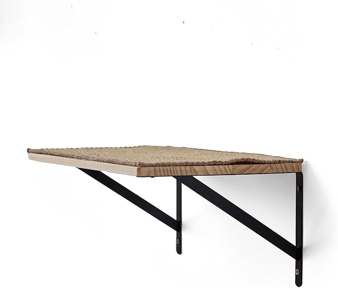 Cat Wall Shelves, 40 x 25 x 1.2 cm Pine Board with Sisal Mat, Iron Bracket, Linen Mat, High-Resolution Floating Wall Shelf, Cat Perch for Sleeping, Playing, and Scratching, 1.2 kg Set