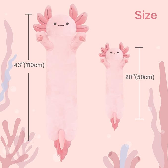 Axolotl Plush,Long Axolotls Plush Toys Pillow,19.6 Inch Cute Axolotl Stuffed Animal, Axolotls Plush Toy Gift for Girls Boys