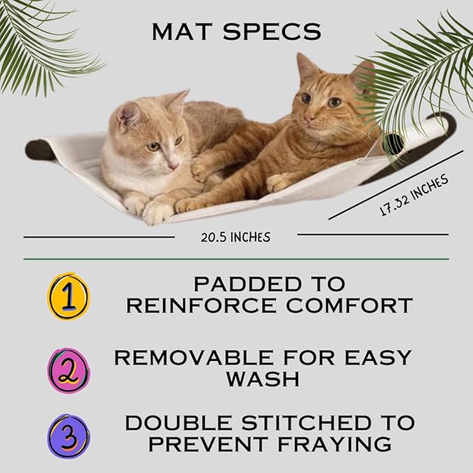 M-95 Mounted Cat Wall Shelves – Raised Cat Hammock, Bed and Perch with 2 Steps - for Climbing, Lounging, Playing, and Sleeping – Modern Cat Wall Furniture Set for Small or Large Cats (Black/Cream)