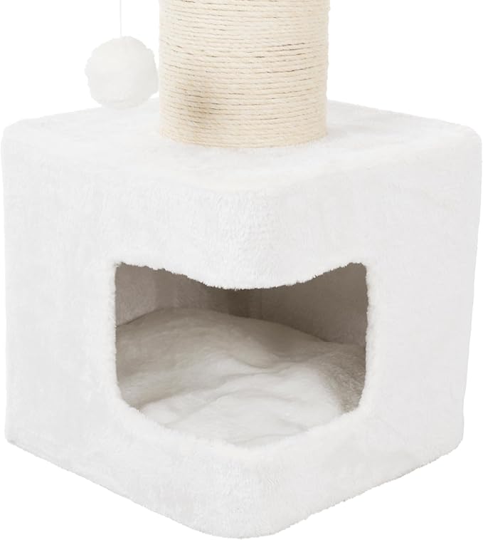 TRIXIE 33.9-in Ava XXL Cat Tree with Thick Scratching Post, Cat Condo, Cozy Top Platform with Removable Cushion, Dangling Cat Toy, Gray/White