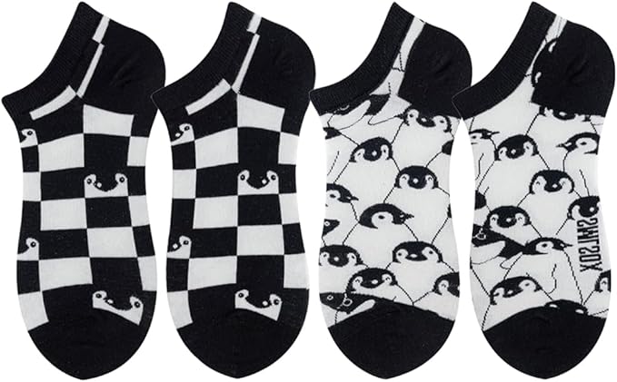 2 Pairs Funny Cartoon Animal Print Cotton Ankle Socks for Women Teens