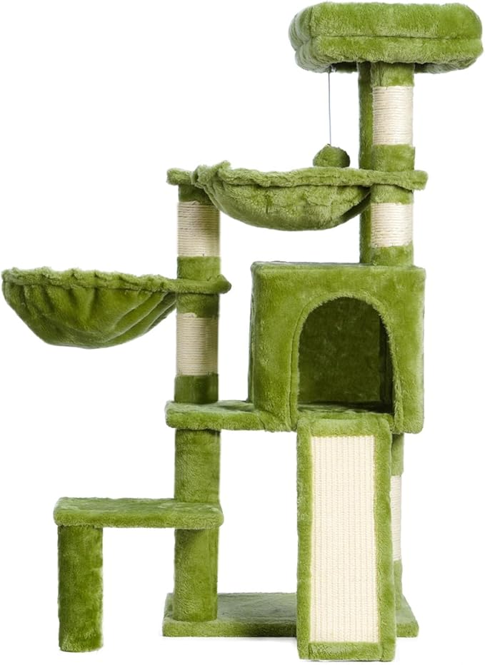 Cat Tree for Small Cats/Kitten, Cat Tower with condo, 2 Baskets, Platform, Scratch Board, Cat Scratching Posts for Indoor Cats, Green GCT003SGR