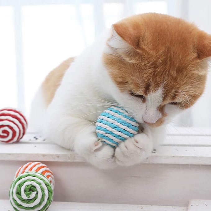 20Pcs Colorful Cat Spiral Spring, Cat Spring Toys Kittens Telescopic Plastic Coils Paper Mouse Paper Ball with Bell Spring Tube Toys for Keep Fit Interactive