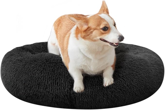 Nisrada Dog Bed for Small Medium Large Dogs, 24 inch Calming Dogs Bed, Washable-Round Cozy Soft Pet Bed for Puppy and Kitten with Slip-Resistant Bottom