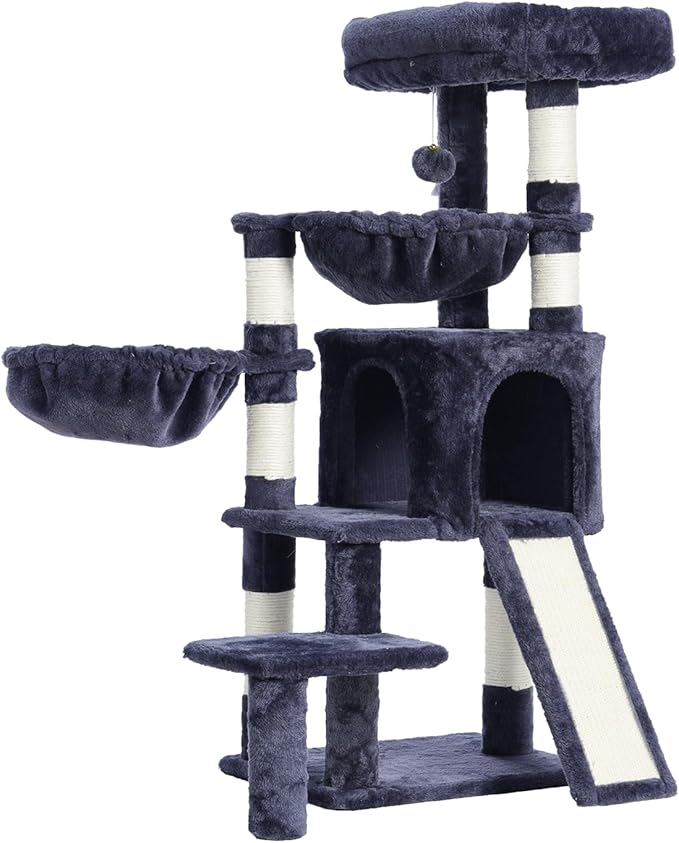 Cat Tree for Small Cats/Kitten, Cat Tower with condo, 2 Baskets, Platform, Scratch Board, Cat Scratching Posts for Indoor Cats, Smoky Gray GCT003SG