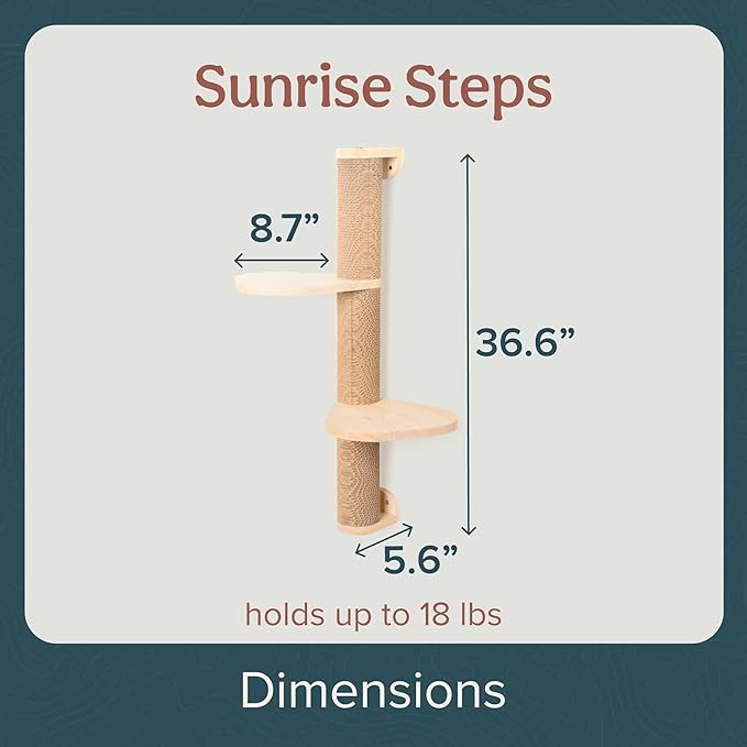 Ascentials - Sunrise Steps - Wall Post w/Climbing Corrugate Shelves, Extendable w/Modern Design, Scratching Surface & Natural Materials