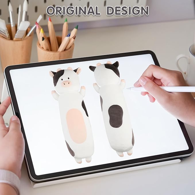 36 inch Milk Cow Stuffed Animal, Soft Long Cuddle Squishy Pillow, Cute Cow Print Body Pillow Plushies Toy Gift for Kids, Boys Birthday