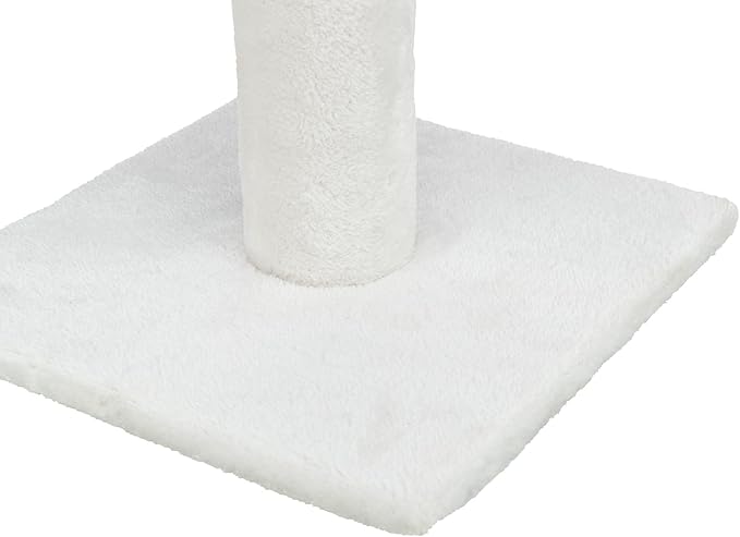 TRIXIE Ella 20.5" Cat Scratching Post, Sisal Cat Scratcher with Hanging Cat Toy, Plush Base, White & Brown