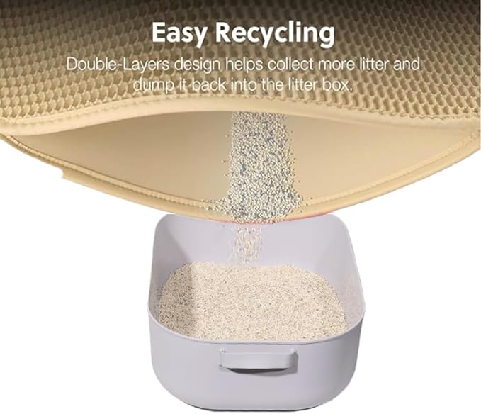 1 Pack Cat Litter Mat, 30''X 24'' Litter Box Mat, Double Layer Waterproof Urine Proof Trapping Mat (Brown)