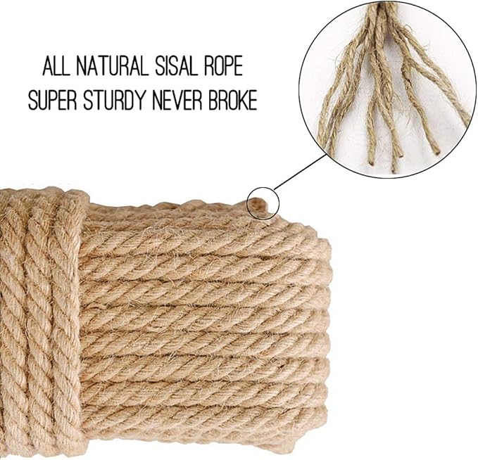 Aoneky Replacement Cat Scratching Post Sisal Rope - Hemp Rope for Cat Tree and Tower (1/4'' 328 Ft)