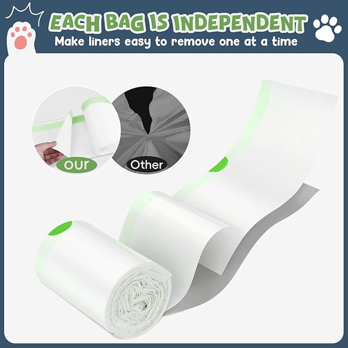 120 Pack Litter Box Robot 3 and 4 Waste Bags, 1.5 Mils Thick Drawstrings Closure Cat Litter Box Bags Liners Compatible with Automatic Self-Cleaning Robot, Replacement Waste Drawer Liners