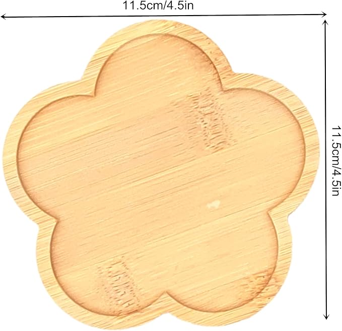 4PCS Mosaic Bamboo Coasters for Crafts, Blank Base Trays, Drinking Cup Coaster, Plant Coaster, Art Plate,DIY Mosaic Supplies (Flower)
