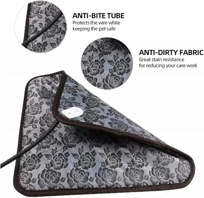 Pet Heating Pad Turn Any Pet Bed Into a Heated Pet Bed Indoor Adjustable Heated Cat Bed Mat for Cats Dogs Waterproof Pet Warmer Mat with Chew Resistant Cord(17.7" x17.7)