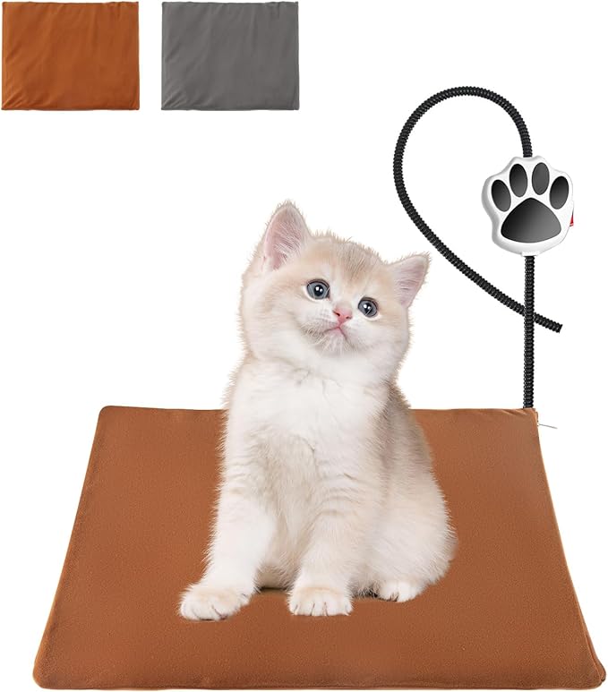 On/Off Switch Electric Pet Heating Pad with Chew Resistant Cord and 2PCS Machine Washable Cover,Indoor Heated Pet Bed Warmer,for Cat Beds and Dog Beds,17.5"x15.75" Small Size