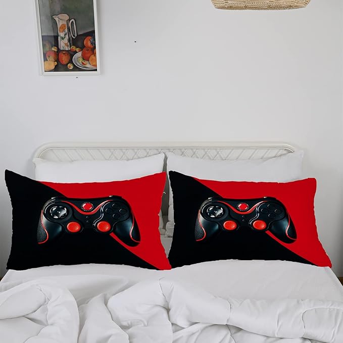 AILONEN Gamer Comforter Sets for Teen Boys, Gaming Bedding Sets Full Set,Video Game Bedspread,Game Duvet,Gamepad Bed Set,Controller Quilt Set,3 Piece 1 Comforter and 2 Pillowcases