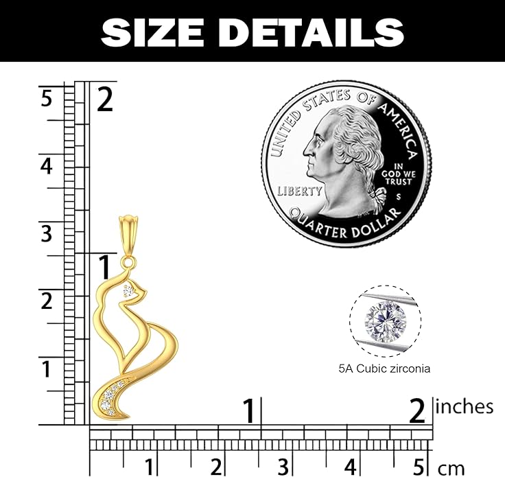 WSX 14K Real Gold Animal Necklace for Women, Bear/Cat/Rabbit/Elephant/Horse Pendant Charm Jewelry Gifts Mother Day Valentine Christmas