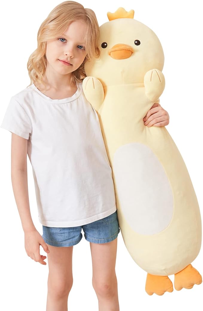 36” Long Duck Plush Body Pillow, Kawaii Cute Yellow Ducks Stuffed Animals, Hugging Squishy Pillow Soft Plushies Toy, Gifts for Kids Girls and Boys, Birthday Easter