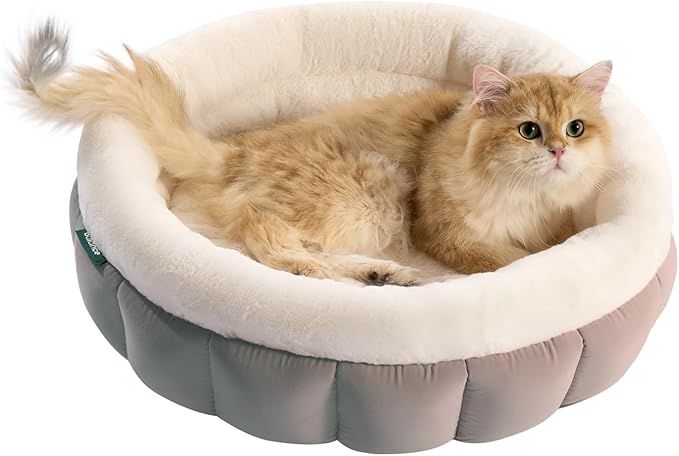 BALANCE Round Cat Beds for Indoor Cats - Donut Dog Beds for Small Dogs, Washable Pet Bed for Puppy and Kitten with Anti-Slip Bottom