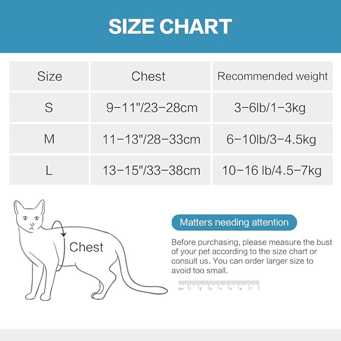 HEYWEAN Cat Harness and Leash - Ultra Light Escape Proof Kitten Collar Cat Walking Jacket with Running Cushioning Soft and Comfortable Suitable for Puppies Rabbits