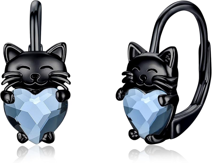 925 Sterling Silver Cat Earrings Cute Animal Kitten Stud Earrings cat Jewelry Gifts for Women Girls Hypoallergenic Earrings for Sensitive Ears