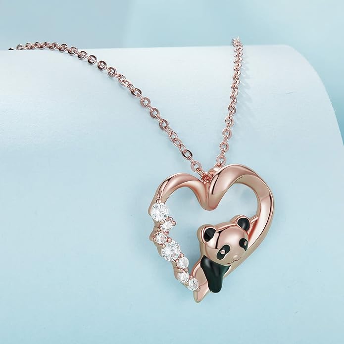 925 Sterling Silver Dog Paw Cat Panda Necklace for Women Cute Dainty Animal Pendant Necklace Gifts for Cat Mom Animals Lover…