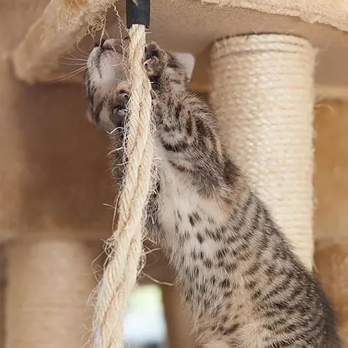 PET SHOW 1/4 inch 6mm Cats Sisal Rope 328 Feet(100M) Cat Scratching Post Replacement Hemp Rope for Repairing Recovering DIY Scratcher Twine String for Kittens Tree Tower Toys