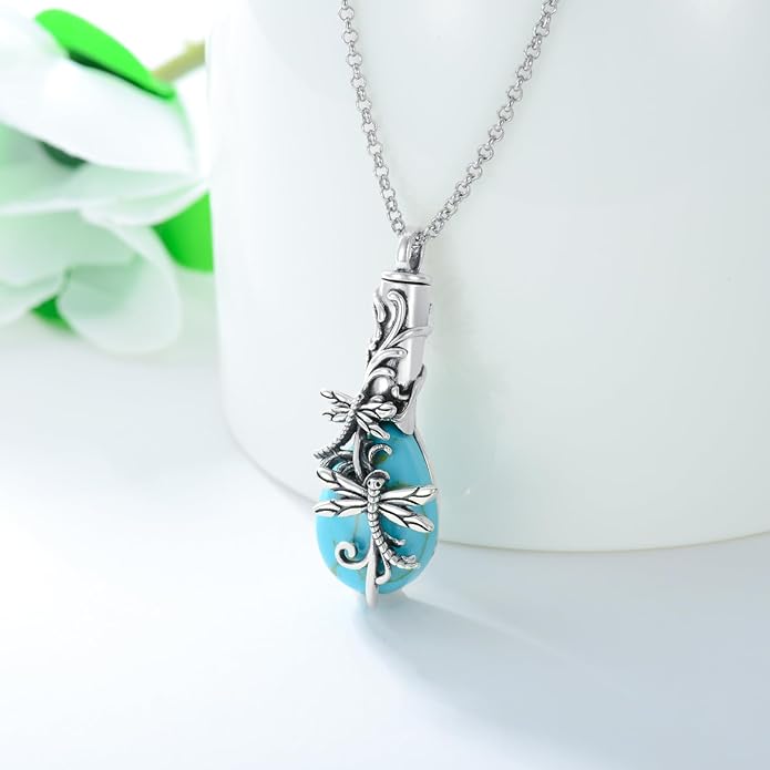Animal Crystal Urn Necklace For Ashes Sterling Silver Butterfly Dragonfly Bee Phoenix Peacock Hummingbird Fox Angel Wing Pentagram Pentacle Cremation Necklace Heart Teardrop Urn Holder Necklaces For Women Memorial Jewelry