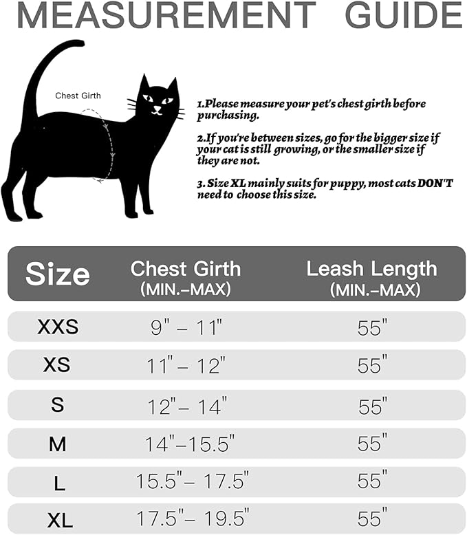 Cat Harness and Leash for Walking Escape Proof, Adjustable Soft Grey XS Chest: 11 - 12inch