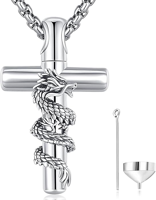 Aniu Cremation Jewelry for Ashes S925 Sterling Silver Urn Necklace Memorial Necklace for Human Ashes of Loved Ones Keepsake Pendant for Men Women