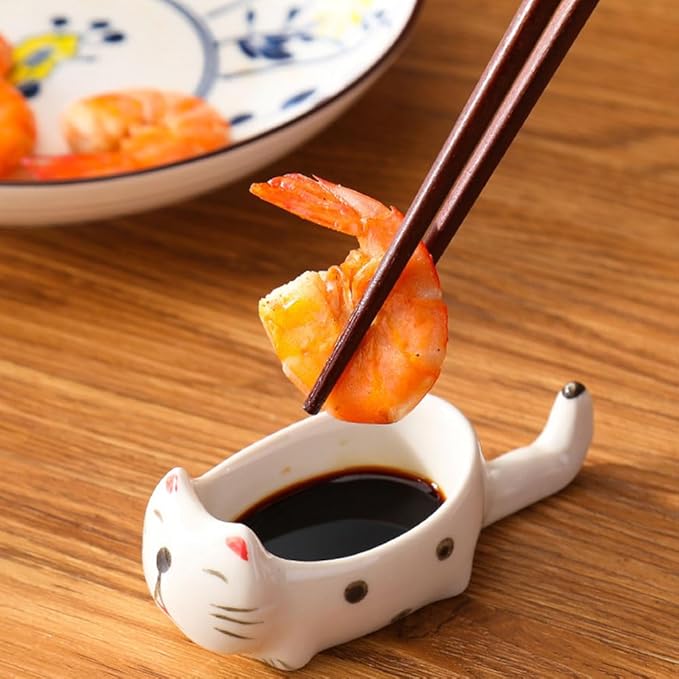 2 Pcs Cute Cats Shape Soy Sauce Dish,Cartoon Cat Small Ceramic Bowls Mini Animal Cat Plates Dipping Sauce Bowls Ceramic Sauce Dishes For Seasoning Soy Sauce Vinegar Snack Appetizers Kitchen Tableware