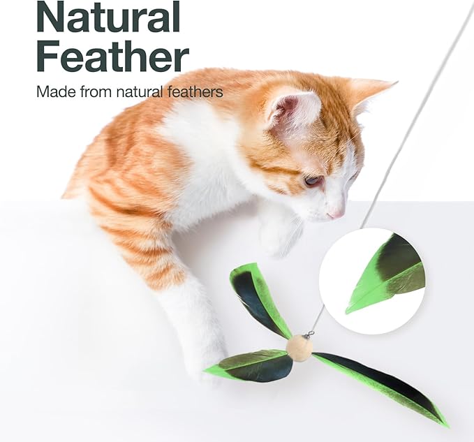 ALL FOR PAWS Cat Wand Toy Replacement Cat Feather Toys for Indoor Cats, 2 Packs