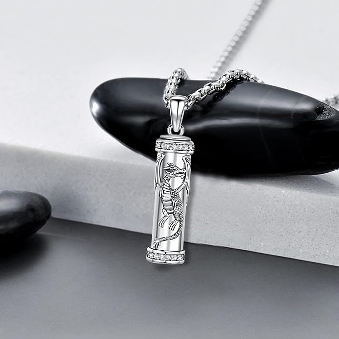 Aniu Cremation Jewelry for Ashes S925 Sterling Silver Urn Necklace Memorial Necklace for Human Ashes of Loved Ones Keepsake Pendant for Men Women