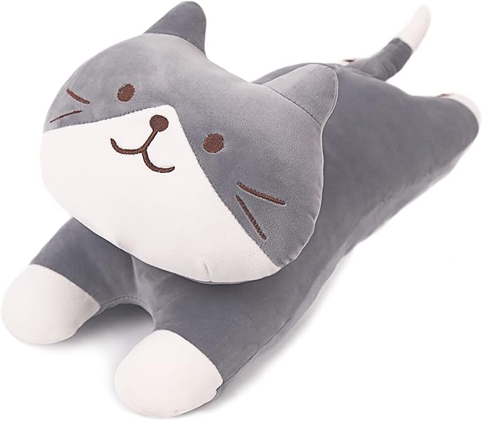 ARELUX 22in Soft Cat Big Sleeping Hugging Pillows,British Short Hair Cat Plush,Kitten Stuffed Animal Throw Pillows Accompany Plush for Friends Family Birthday