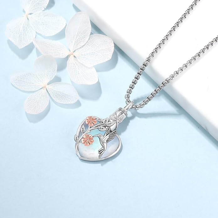 Aniu Cremation Jewelry for Ashes S925 Sterling Silver Urn Necklace Memorial Necklace for Human Ashes of Loved Ones Keepsake Pendant for Men Women