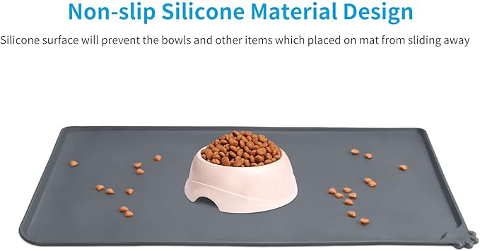 AUDWUD Silicone Waterproof Pet Feeding Mats,Anti Slip Bowl Pad, Dog Mat for Food and Water